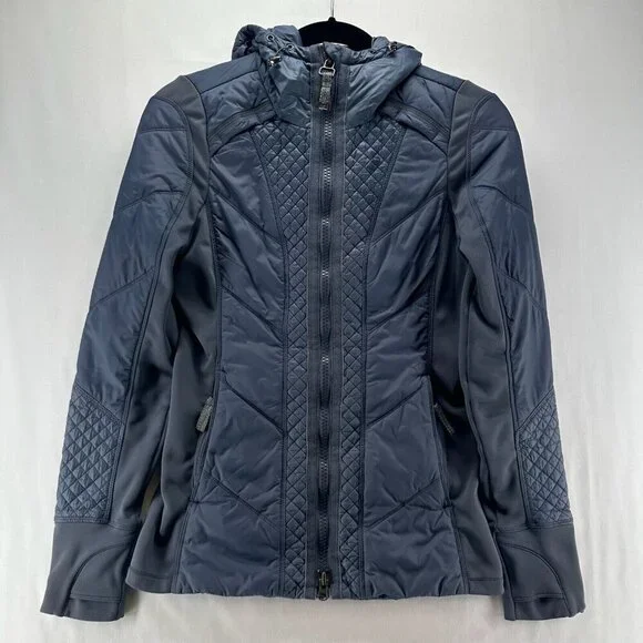 Athleta Jacket Womens Sz 2XS Rock Ridge PrimaLoft Hoodie Quilted Insulated Gray - Picture 1 of 13
